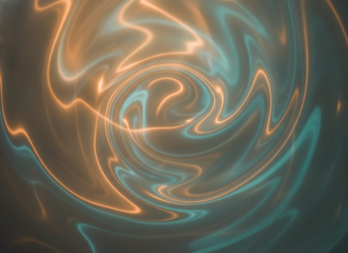 A swirling psychedelic pattern of warm gold and teal light in soft focus